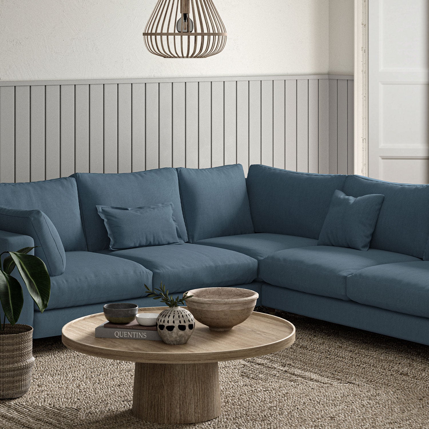 Sofa upholstered in Admiral linen fabric