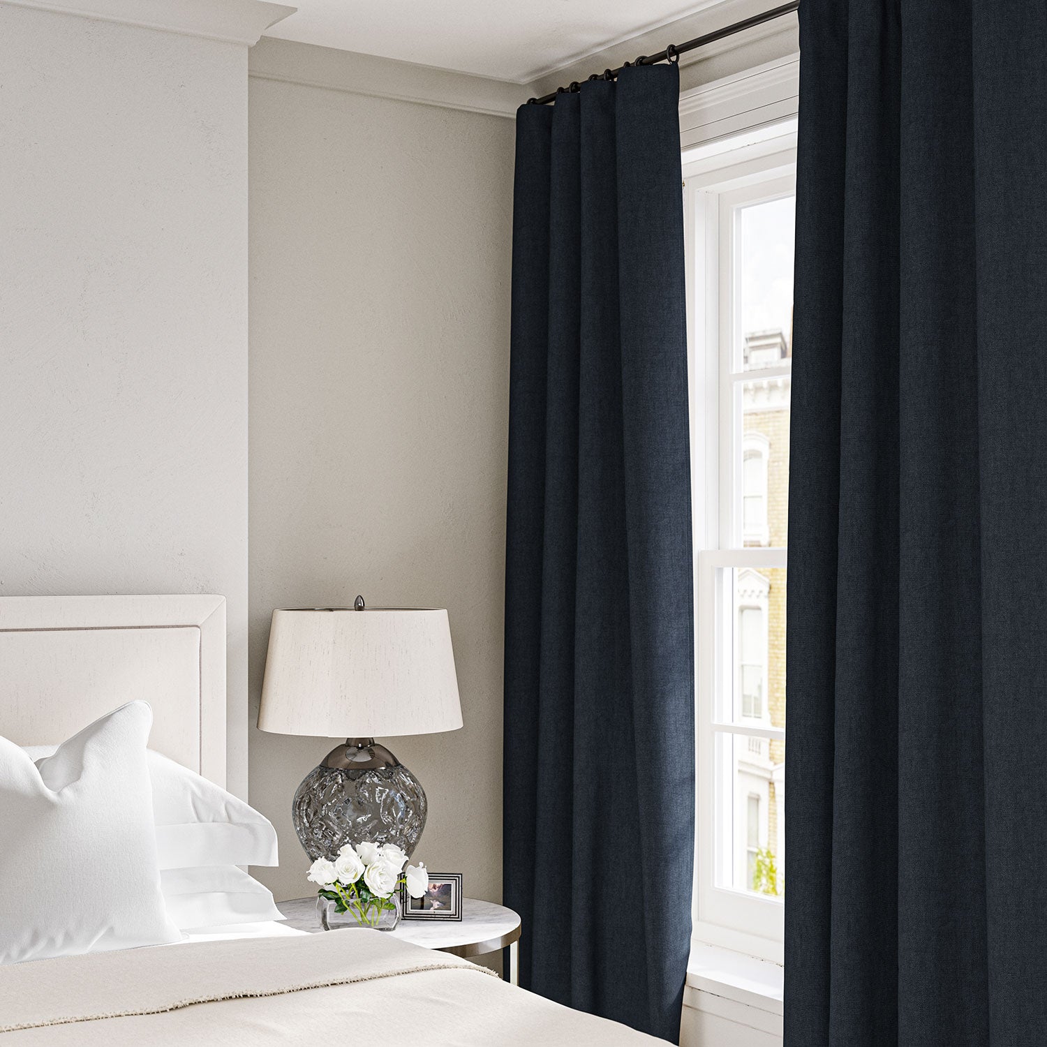 Linen curtain in Midnight