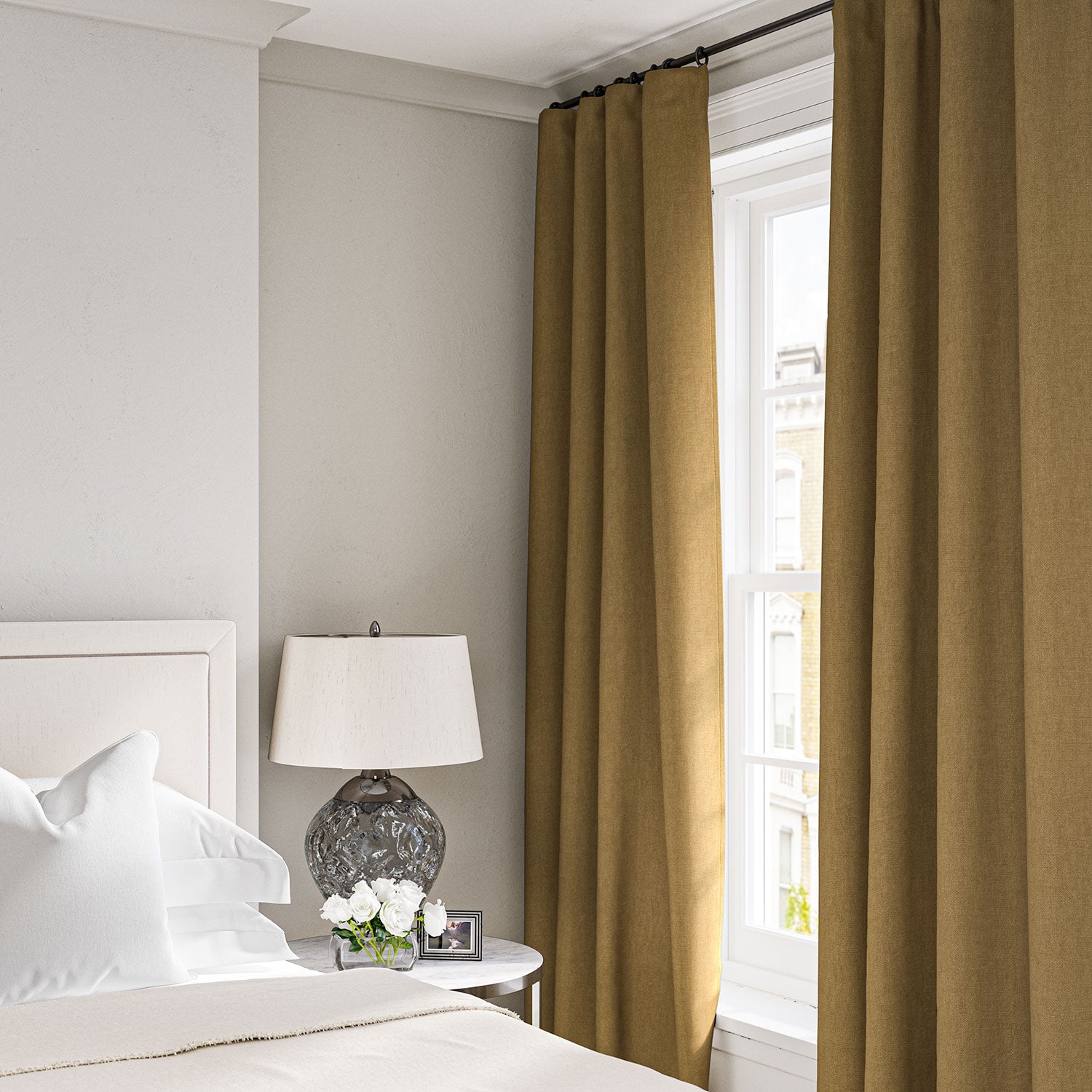 Linen curtain in Ochre