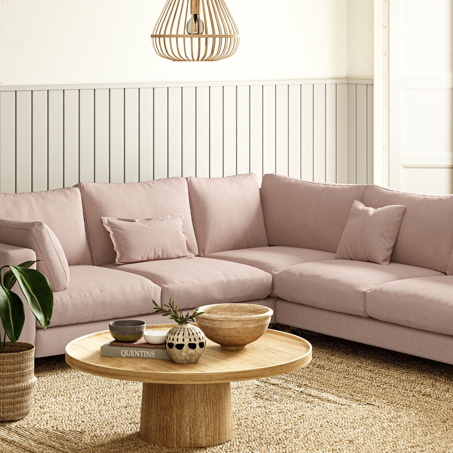 Sofa upholstered in Sorbet linen fabric