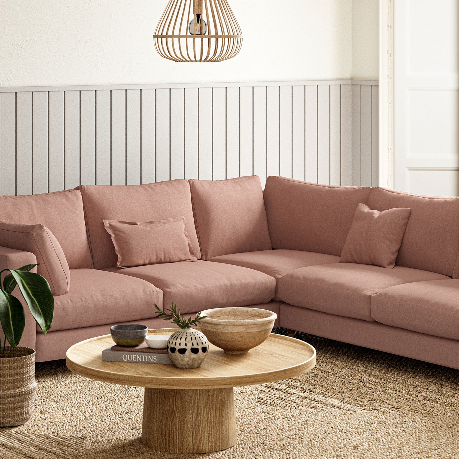 Sofa upholstered in Roseberry linen fabric