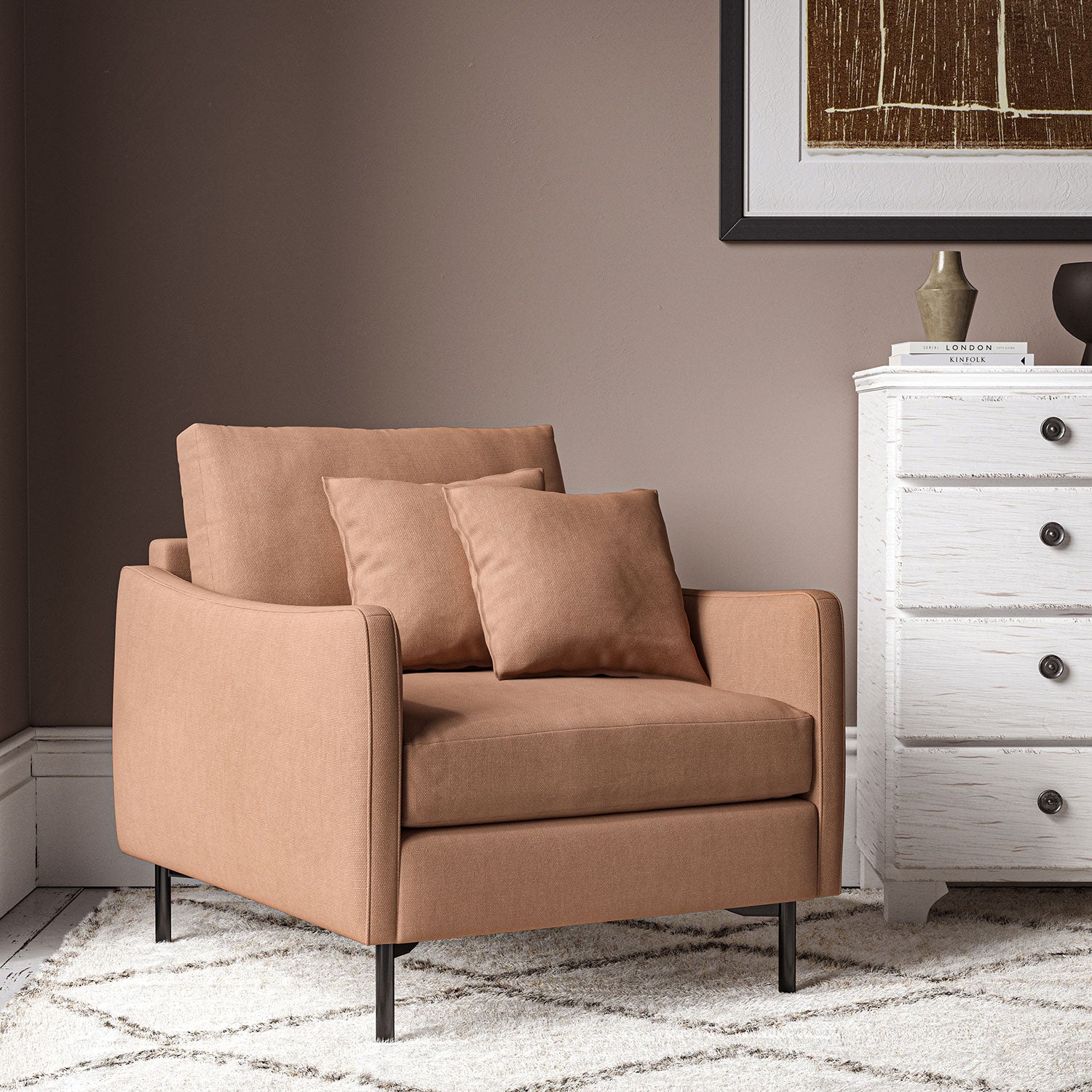 Chair upholstered in Honey Beige linen fabric