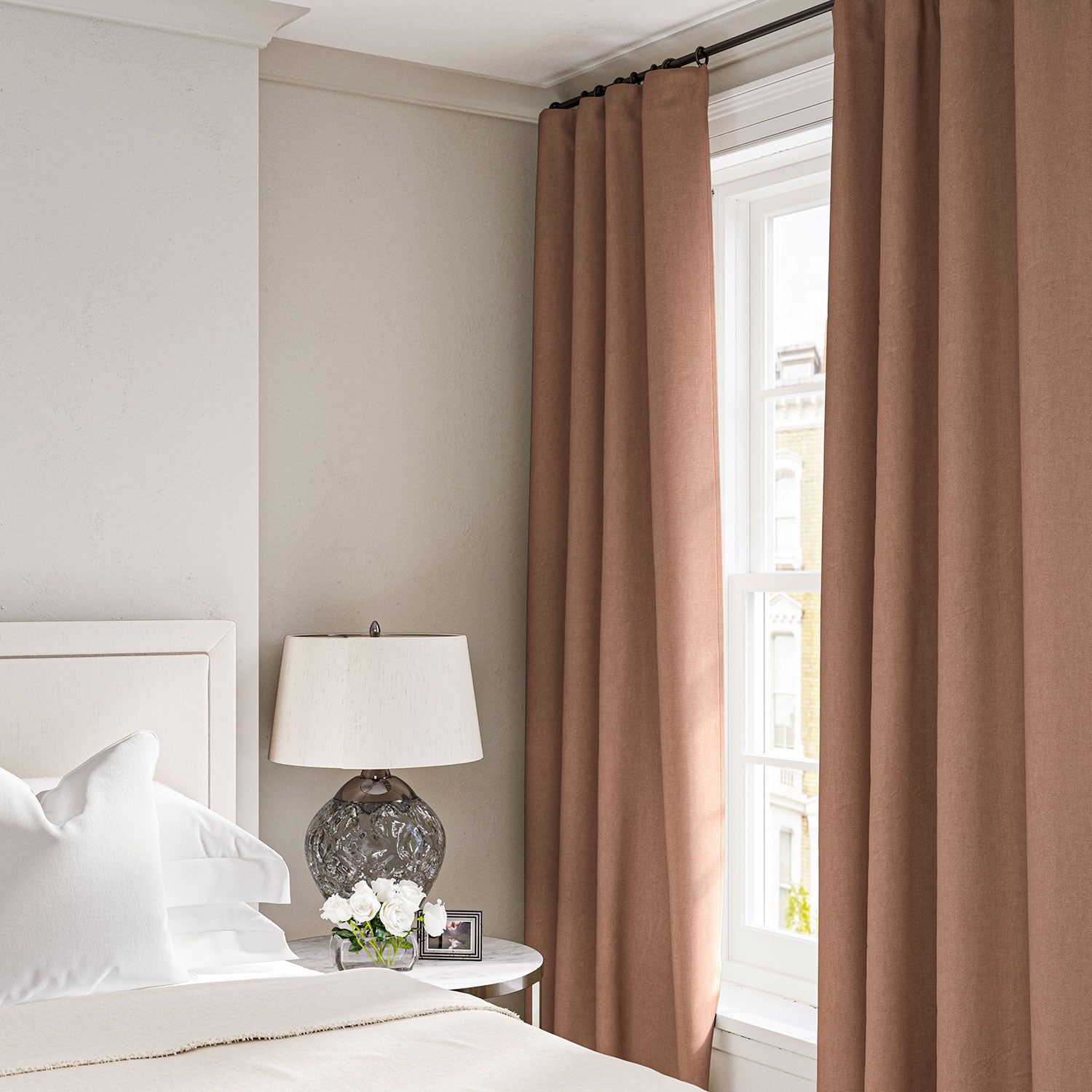 Linen curtain in Honey Beige
