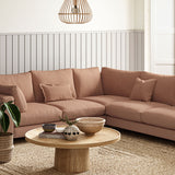 Sofa upholstered in Honey Beige linen fabric