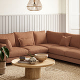 Sofa upholstered in Spice linen fabric