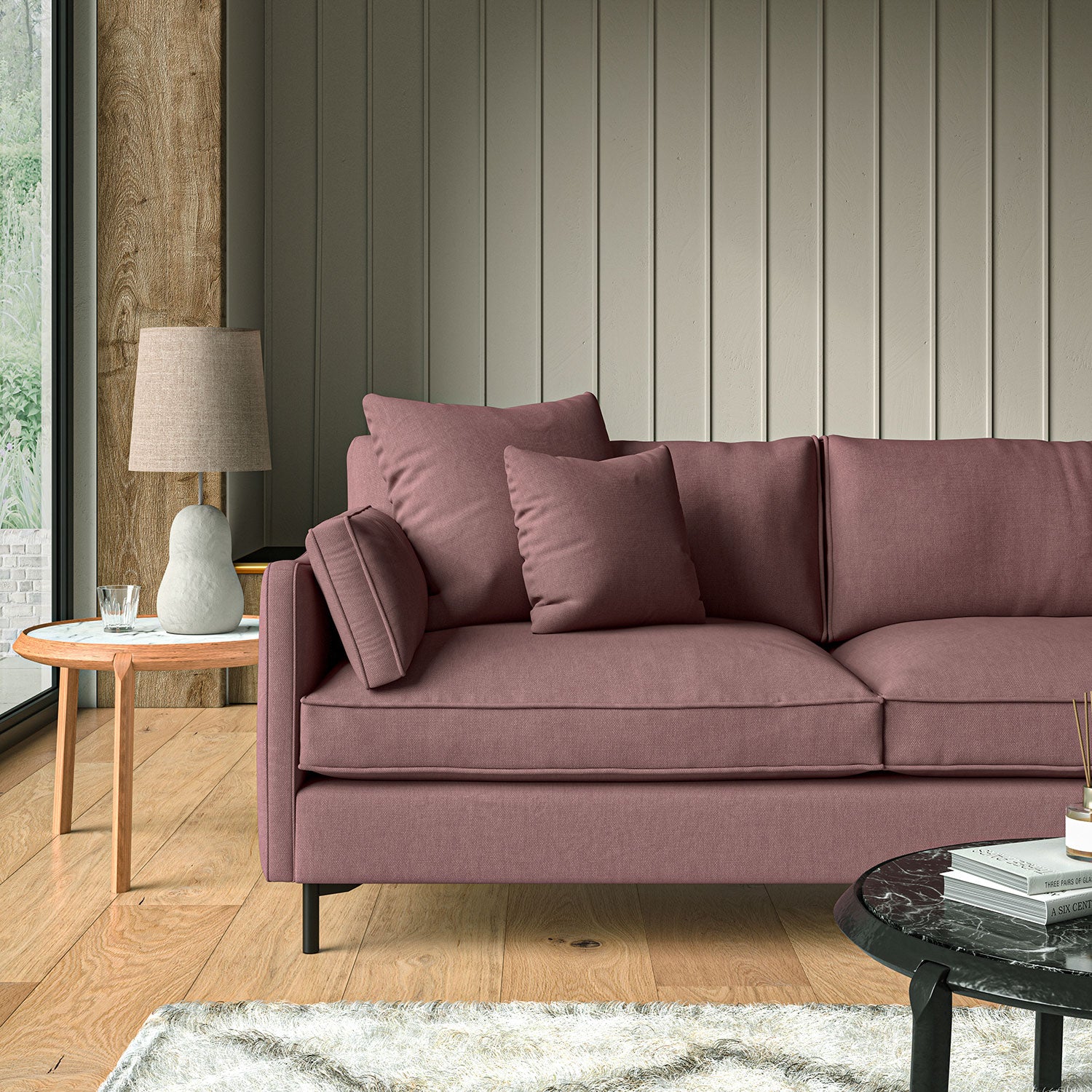 Sofa upholstered in Rosebay linen fabric