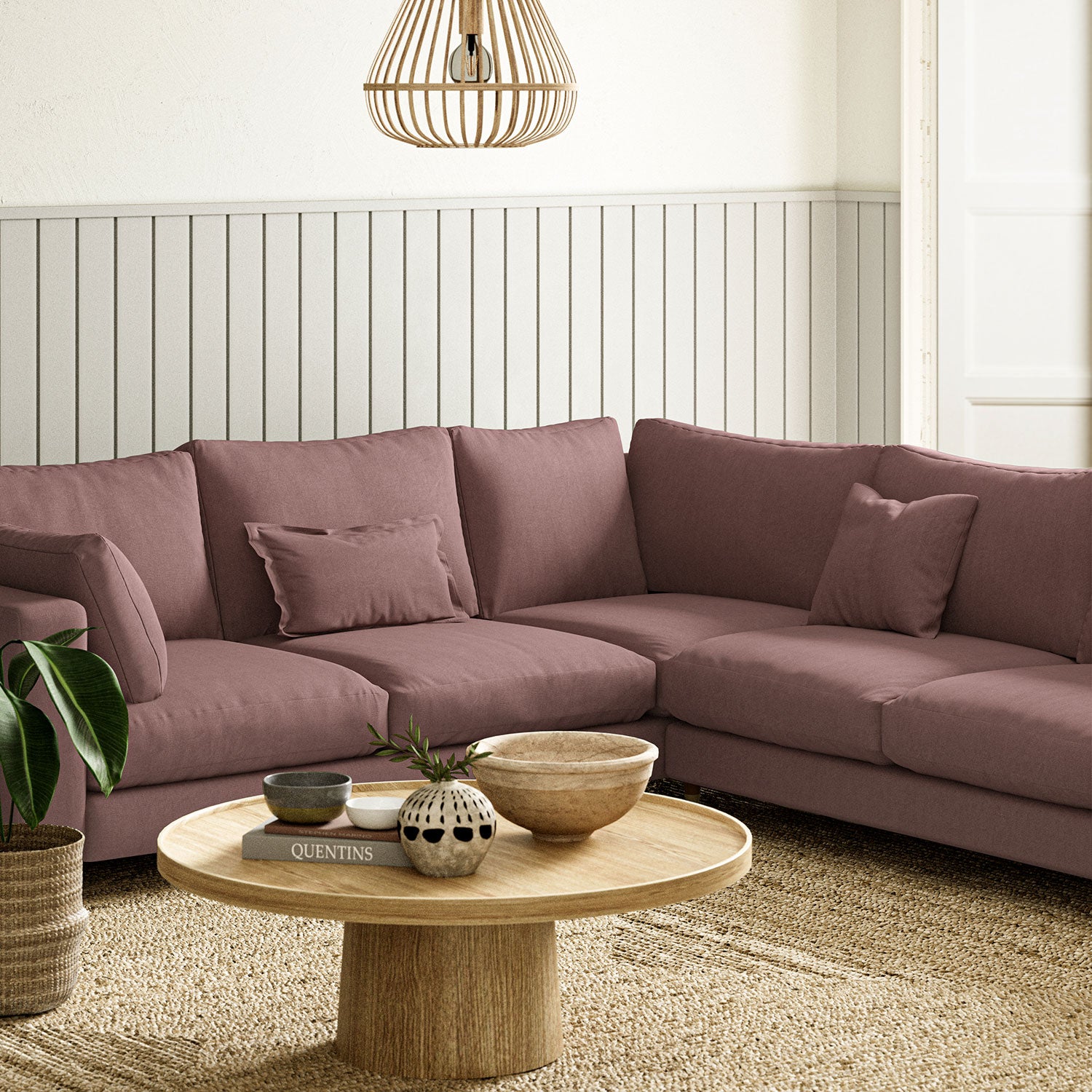 Sofa upholstered in Rosebay linen fabric