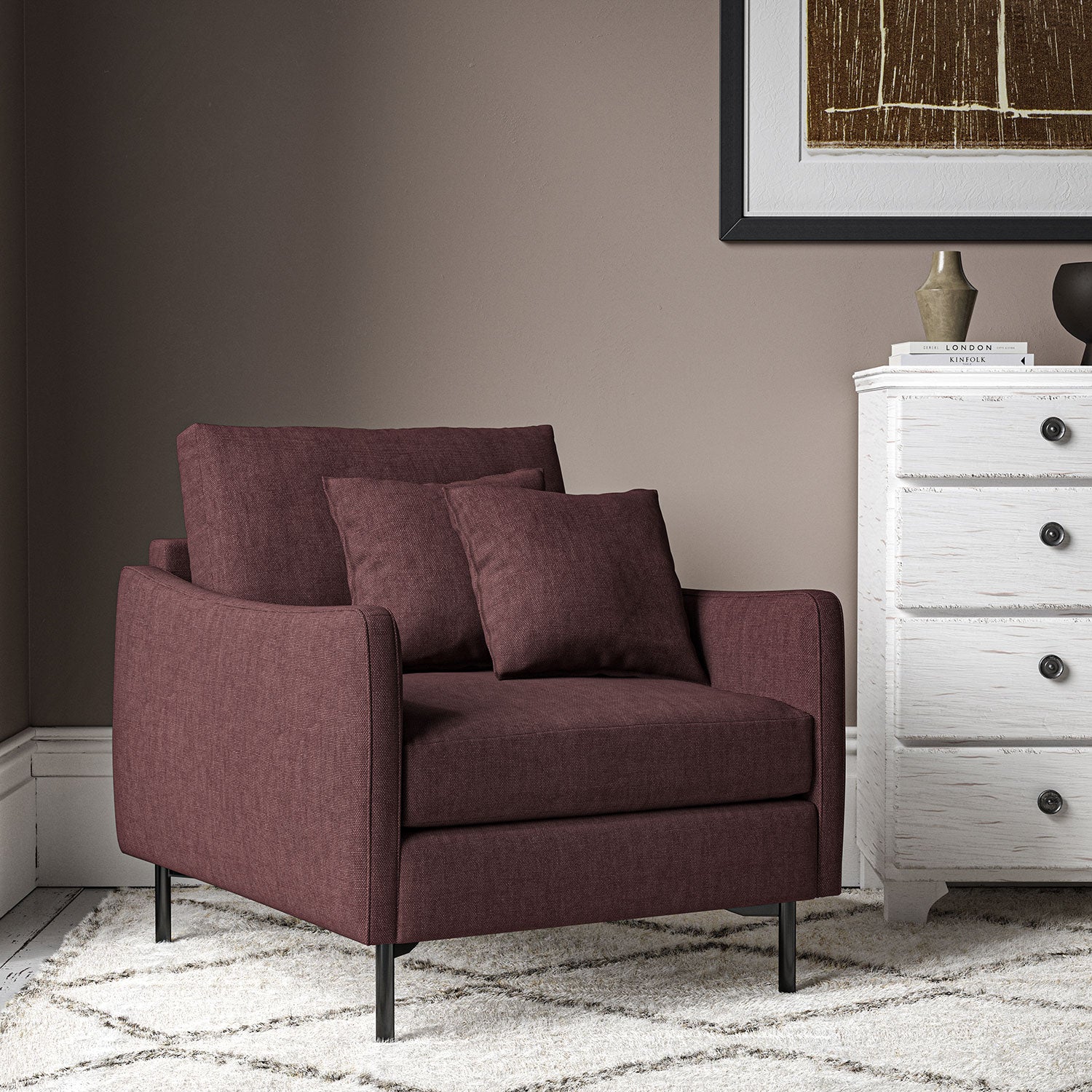 Chair (upholstered in Damson linen fabric