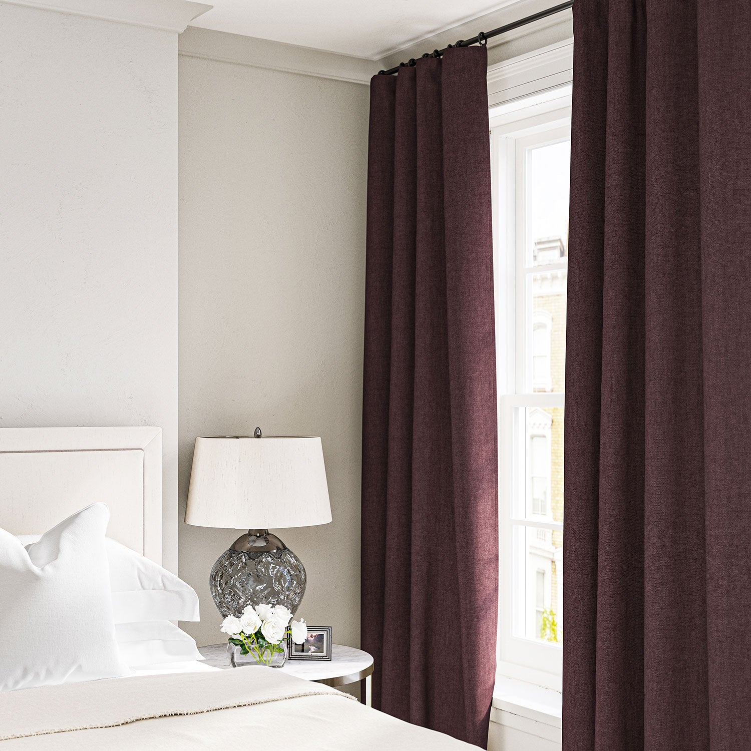 Linen curtain in Damson