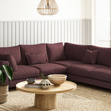 Sofa upholstered in Damson linen fabric