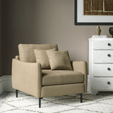 Chair upholstered in Fudge linen fabric