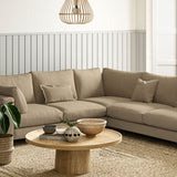 Sofa upholstered in Fudge linen fabric
