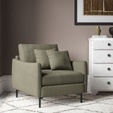 Chair upholstered in Sage linen fabric