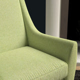 Chair in a lime green herringbone wool upholstery fabric