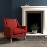 Chair in a bright red herringbone wool upholstery fabric