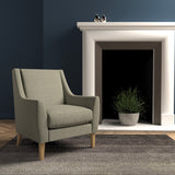 Chair in a smokey grey herringbone wool upholstery fabric