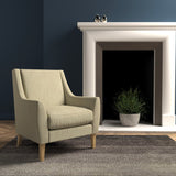 Chair in a light neutral herringbone wool upholstery fabric