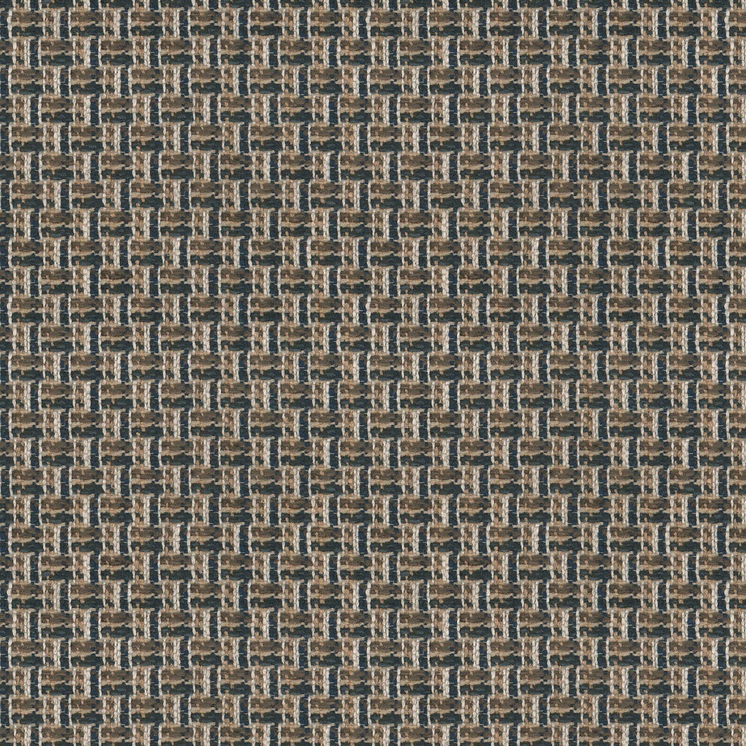 Printed linen fabric with textural weave pattern in brown colours for upholstery.