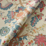 Printed linen fabric with tree of life pattern in multicolours for linen curtains, blinds and upholstery.