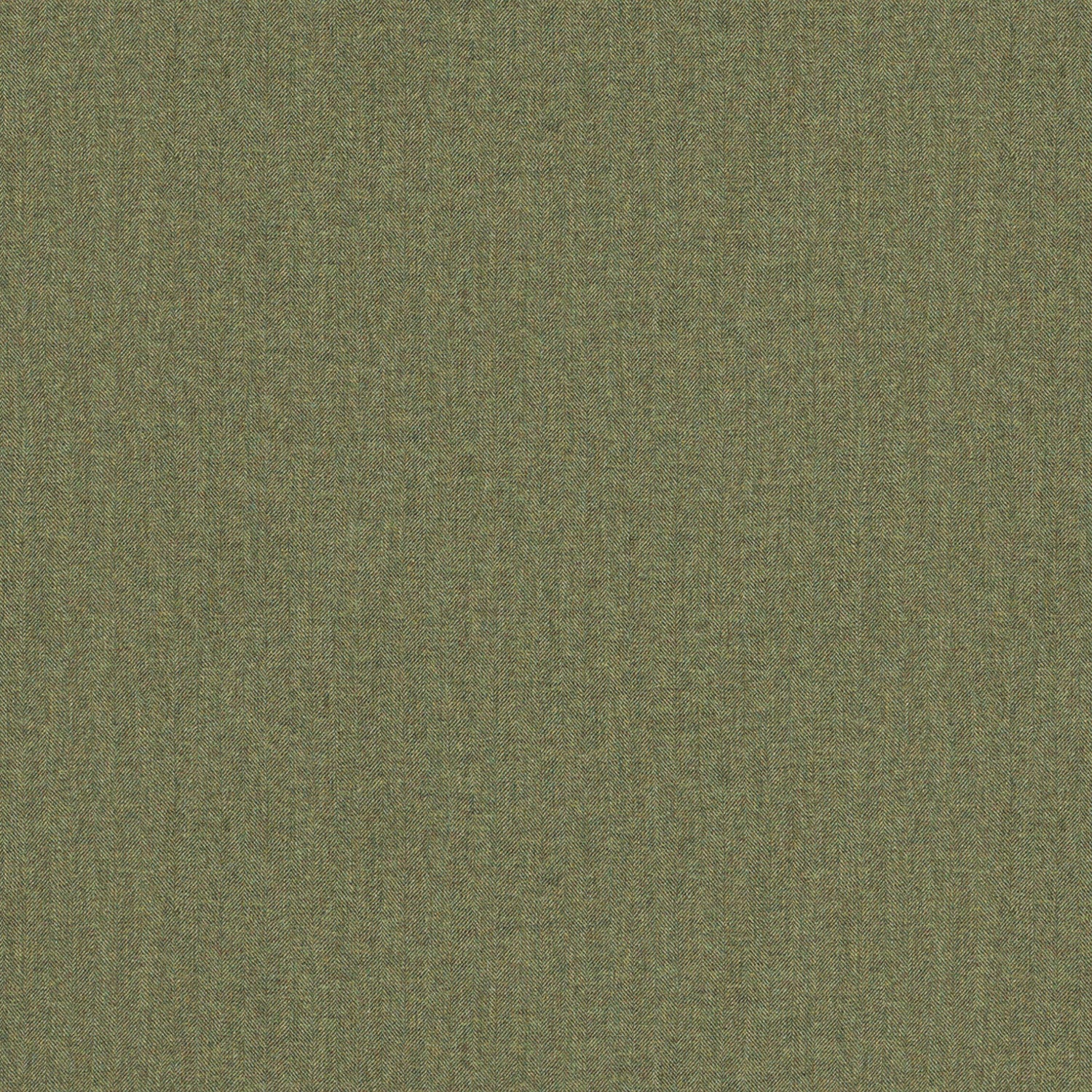 Fabric swatch of a dark green Scottish wool herringbone fabric for curtains and upholstery