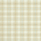 Fabric swatch of a cream Scottish wool plaid check fabric for curtains and upholstery