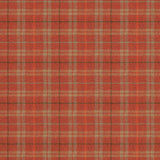 Fabric swatch of a red Scottish wool plaid check fabric for curtains and upholstery