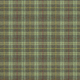Fabric swatch of a green Scottish wool plaid check fabric for curtains and upholstery