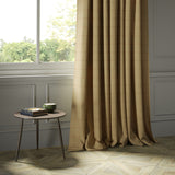 Curtains in a beige Scottish wool windowpane check fabric