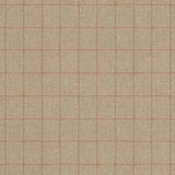 Fabric swatch of a taupe Scottish wool windowpane check fabric for curtains and upholstery