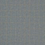 Fabric swatch of a grey Scottish wool windowpane check fabric for curtains and upholstery