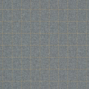 Fabric swatch of a grey Scottish wool windowpane check fabric for curtains and upholstery