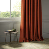Curtains in a red Scottish wool windowpane check fabric