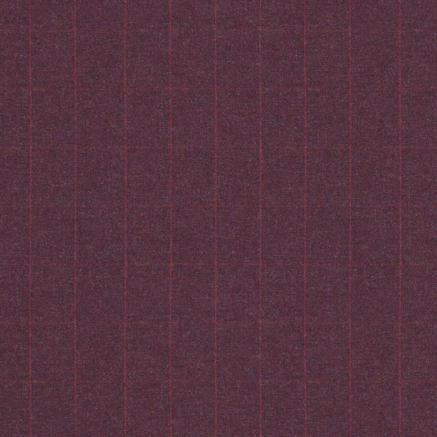 Fabric swatch of a purple Scottish wool windowpane check fabric for curtains and upholstery