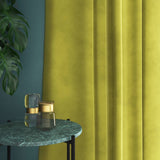Velvet curtains in yellow