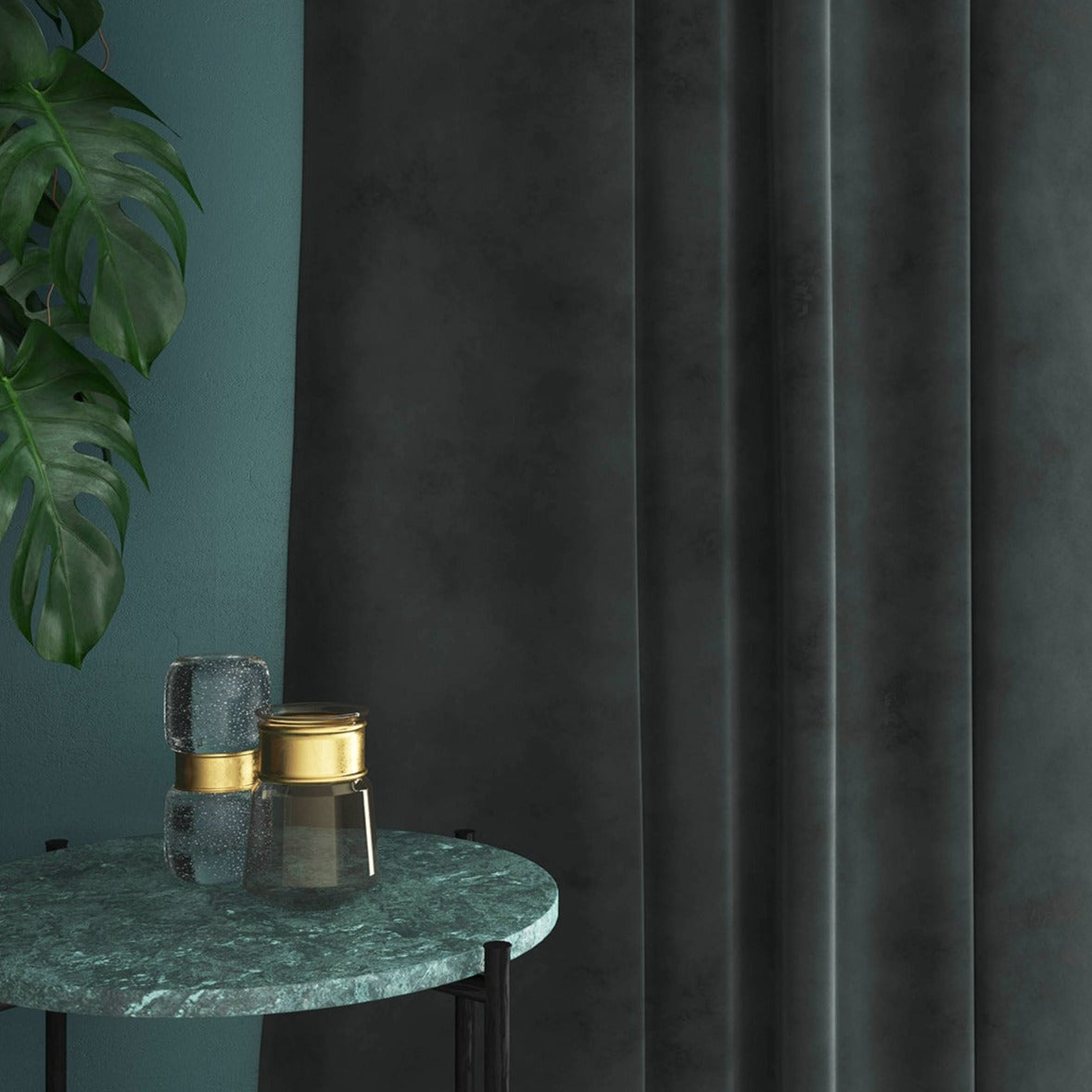 Velvet curtain in grey