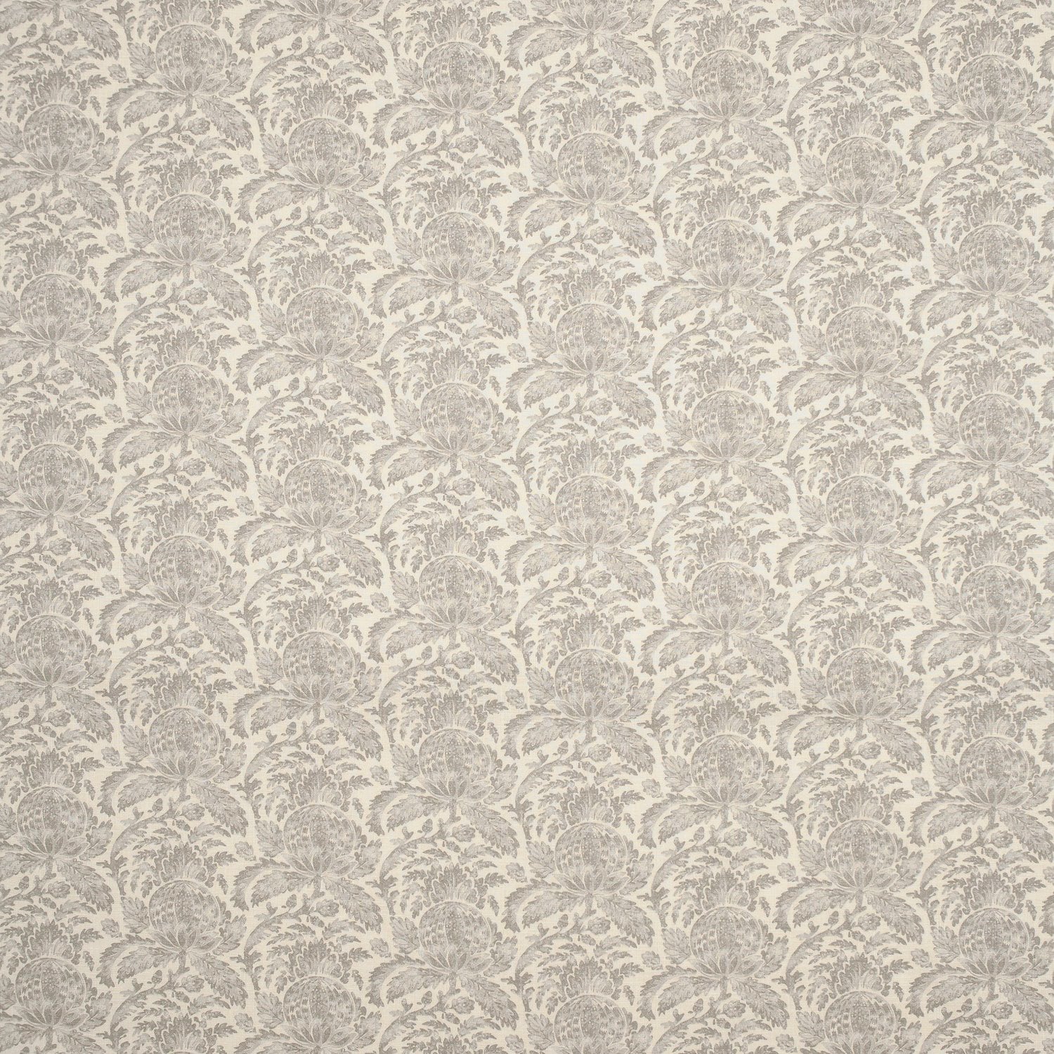 Fabric swatch of a lilac vintage inspired floral and leaf design fabric for curtains and upholstery