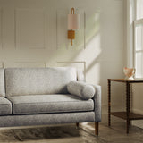 Sofa upholstered in a luxury lilac floral and leaf fabric