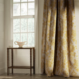 Curtains in a classic yellow floral damask fabric