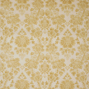 Fabric swatch of a yellow floral damask fabric for curtains and upholstery