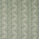 Fabric swatch of a duck egg coloured floral fabric with striped design for curtains and upholstery