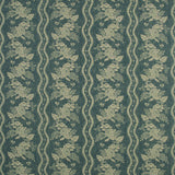 Fabric swatch of a navy floral fabric with striped design for curtains and upholstery