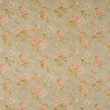 Fabric swatch of a dark neutral vintage inspired floral design fabric for curtains and upholstery