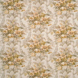 Fabric swatch of a neutral and yellow floral bouquet design fabric for curtains and upholstery
