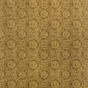 Fabric swatch of a gold velvet fabric for curtains and upholstery with intricate jewel like design