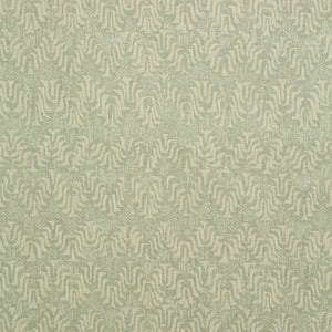Fabric swatch of a light turquoise and neutral jacquard weave fabric for curtains and upholstery