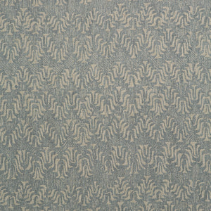 Fabric swatch of a light blue and neutral jacquard weave fabric for curtains and upholstery