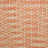 Fabric swatch of a orange and neutral geometric weave fabric for curtains and upholstery