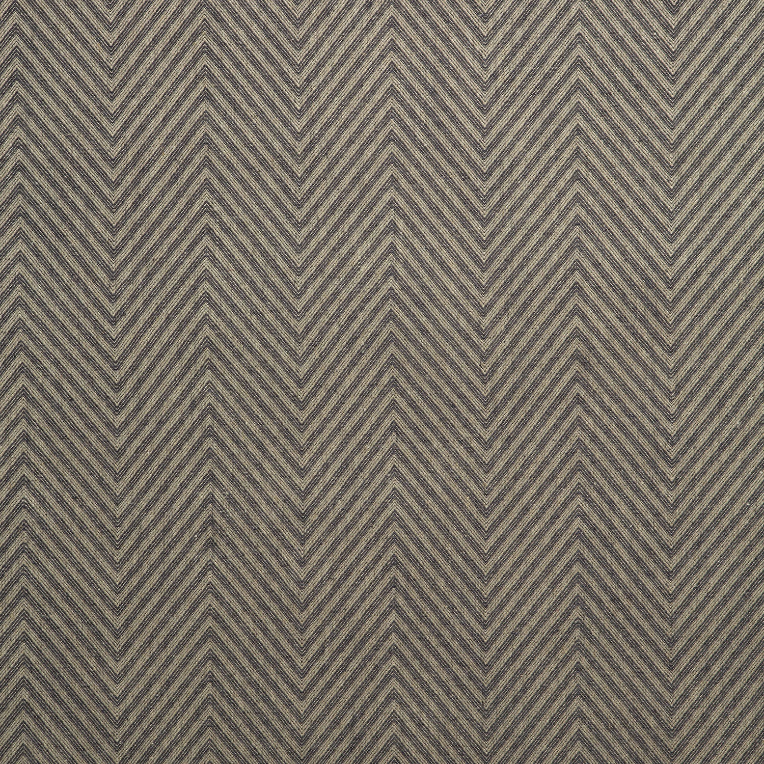 Fabric swatch of a dark grey herringbone weave fabric for curtains and upholstery