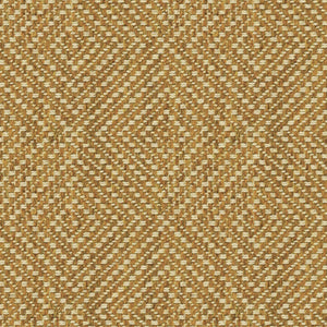 Mustard yellow fabric suitable for curtains and upholstery with a light neutral geometric woven design
