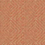 Orange fabric suitable for curtains and upholstery with a light neutral geometric woven design